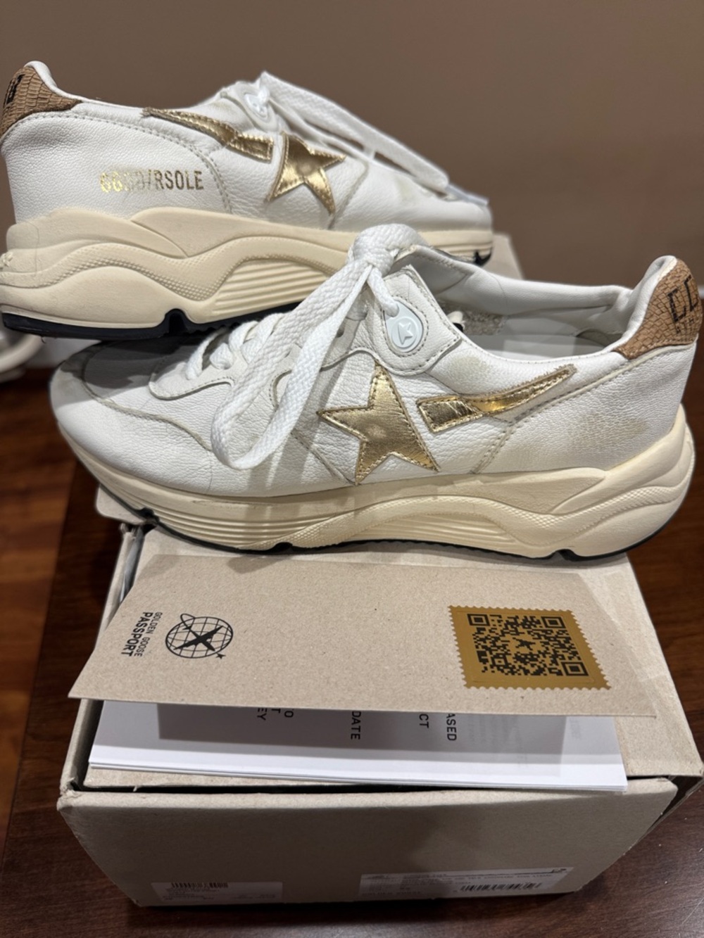 Golden Goose White Sneakers with Gold Star Accents